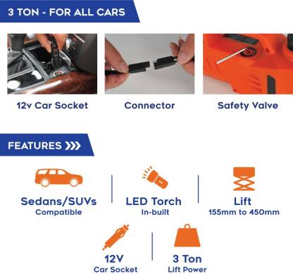 MYTVS 1 Car Jack Set, 1 Impact Wrench Set Combo